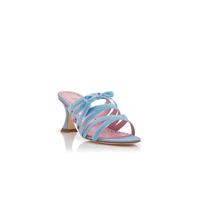 CLEMENTEL Light Blue Silk Criss-Cross Mules