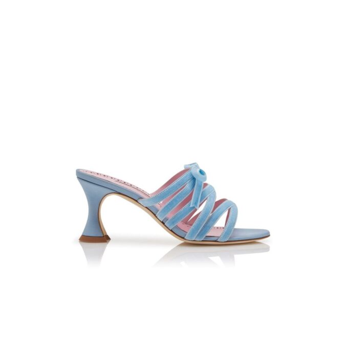 CLEMENTEL Light Blue Silk Criss-Cross Mules