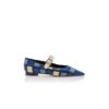 CUCAYA Blue and Cream Nappa Leather Mary Jane Flat Pumps