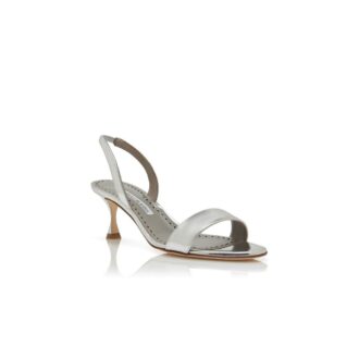 CUPISANPLA Silver Calf Leather Slingback Sandals