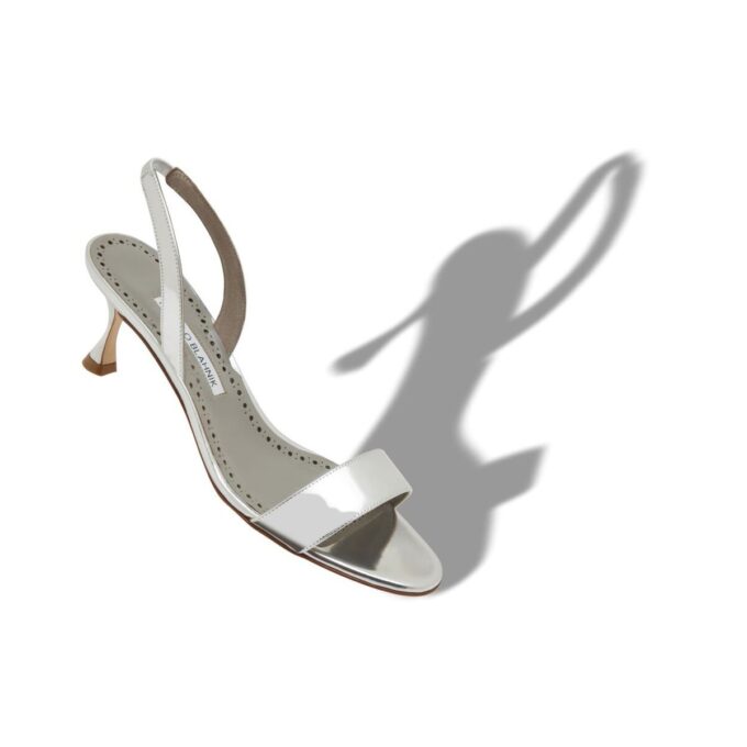 CUPISANPLA Silver Calf Leather Slingback Sandals