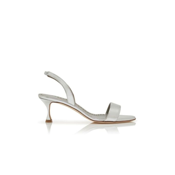 CUPISANPLA Silver Calf Leather Slingback Sandals