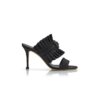 DANTEUIL Black Silk Pleated Detail Mules