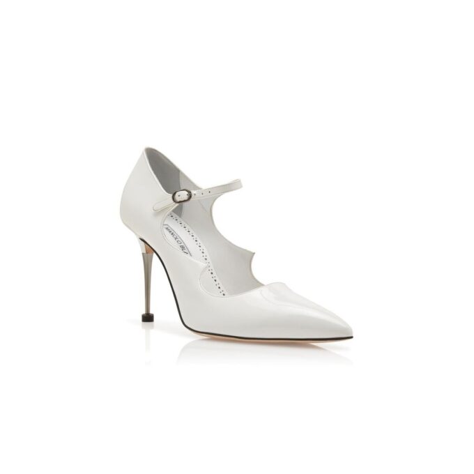 DELFI White Patent Leather Mary Jane Pumps