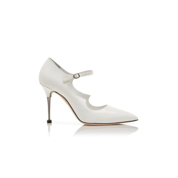 DELFI White Patent Leather Mary Jane Pumps