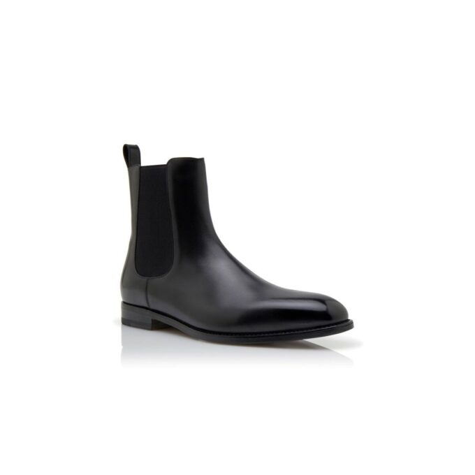 DELSA Black Calf Leather Ankle Boots