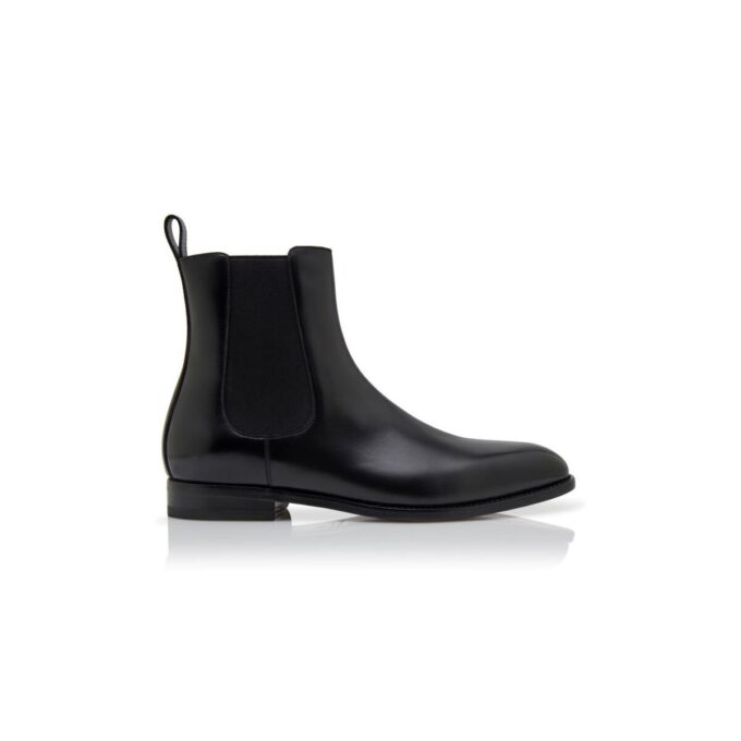 DELSA Black Calf Leather Ankle Boots