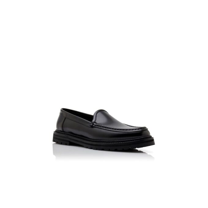 DINERALO Black Calf Leather Loafers