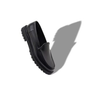 DINERALO Black Calf Leather Loafers