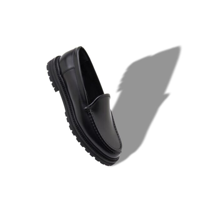 DINERALO Black Calf Leather Loafers
