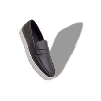 ELLIS Black Calf Leather Slip-On Loafers