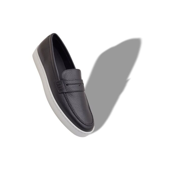 ELLIS Black Calf Leather Slip-On Loafers