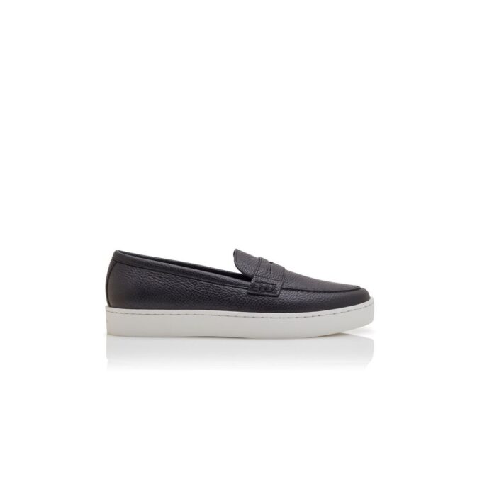 ELLIS Black Calf Leather Slip-On Loafers