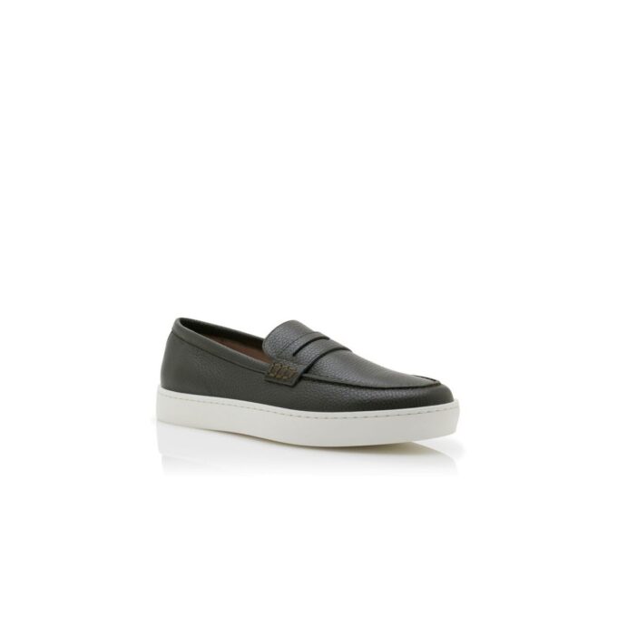 ELLIS Dark Green Calf Leather Slip-On Loafers
