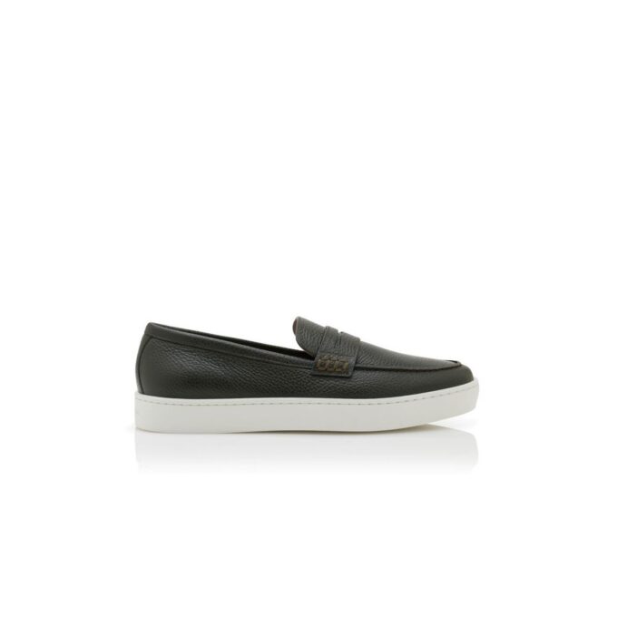 ELLIS Dark Green Calf Leather Slip-On Loafers