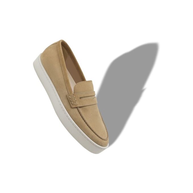 ELLIS Light Khaki Suede Slip-On Loafers
