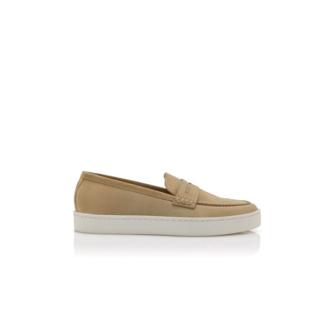 ELLIS Light Khaki Suede Slip-On Loafers