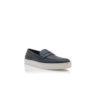 ELLIS Navy Blue Calf Leather Slip-On Loafers