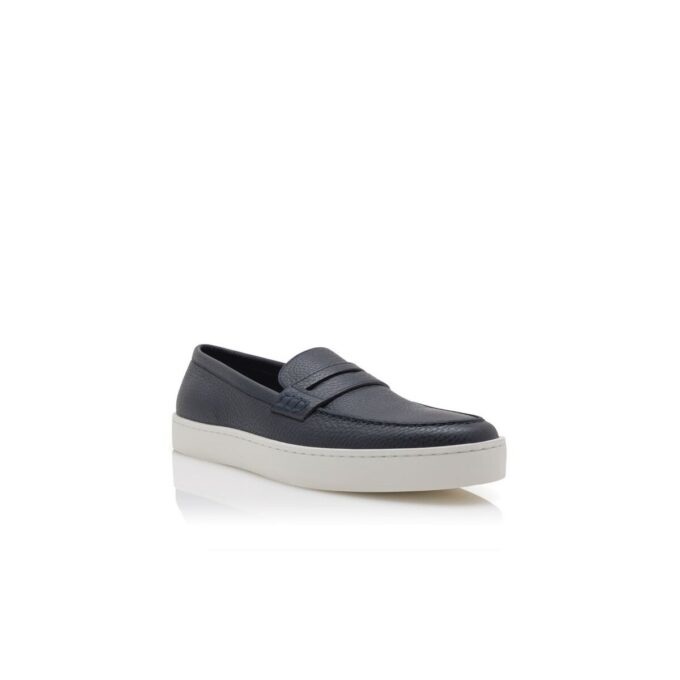 ELLIS Navy Blue Calf Leather Slip-On Loafers
