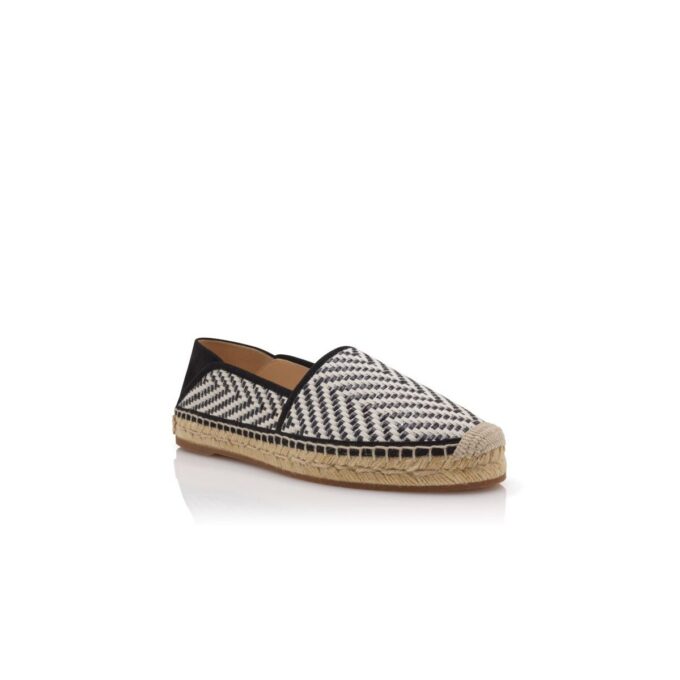 ESPADRA Black and White Raffia Espadrilles