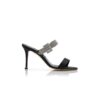FIBOLTA Black Satin Crystal Embellished Strap Mules