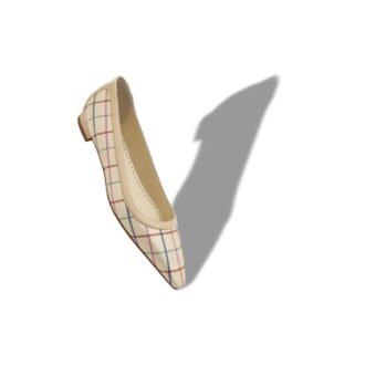 FILOTAS Cream Silk Check Flat Pumps