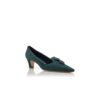 FONTANBLAS Dark Green Suede Button Detail Pumps