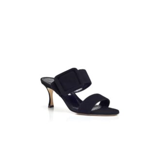 GABLE Black Suede Open Toe Mules