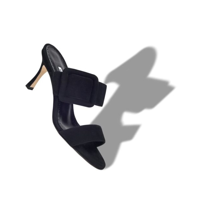 GABLE Black Suede Open Toe Mules