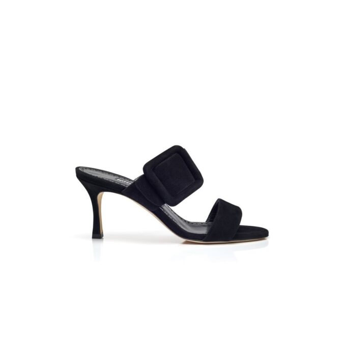 GABLE Black Suede Open Toe Mules