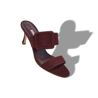 GABLE Dark Red Suede Open Toe Mules