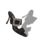 GABLE JEWEL Black Crepe de Chine Jewel Buckle Mules