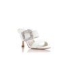 GABLE JEWEL White Crepe de Chine Jewel Buckle Mules