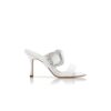 GABLE JEWEL White Crepe de Chine Jewel Buckle Mules