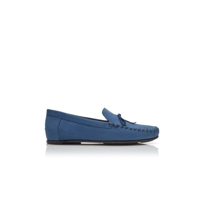 GARGANO Blue Nubuck Leather Driving Shoes