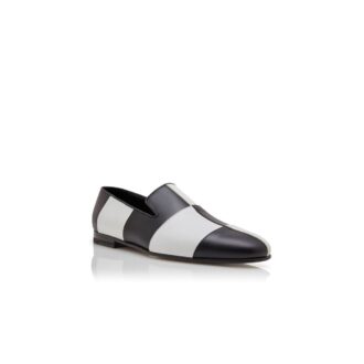 GAULA Black and White Calf Leather Loafers