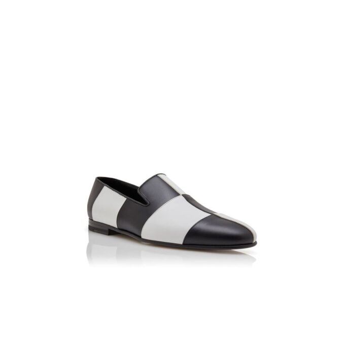 GAULA Black and White Calf Leather Loafers