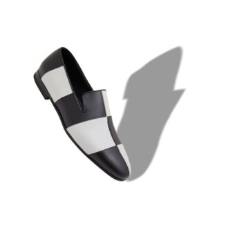 GAULA Black and White Calf Leather Loafers