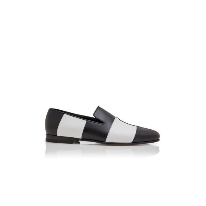 GAULA Black and White Calf Leather Loafers