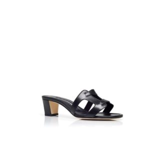 GRELLANU Black Nappa Leather Open Toe Mules