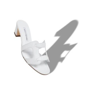 GRELLANU White Nappa Leather Open Toe Mules