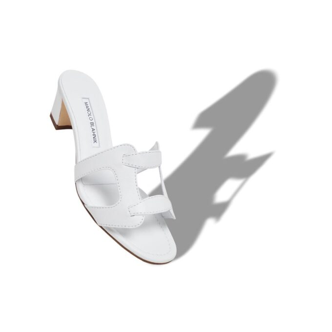 GRELLANU White Nappa Leather Open Toe Mules