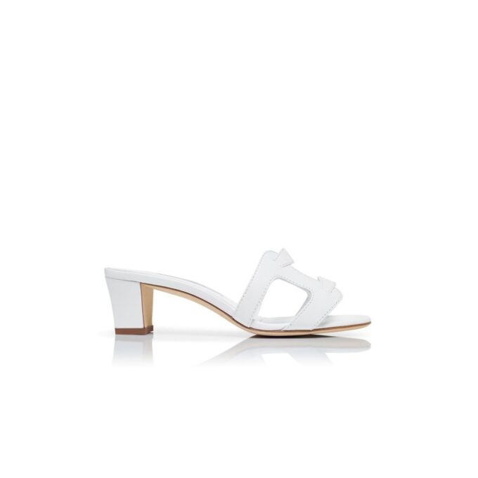 GRELLANU White Nappa Leather Open Toe Mules