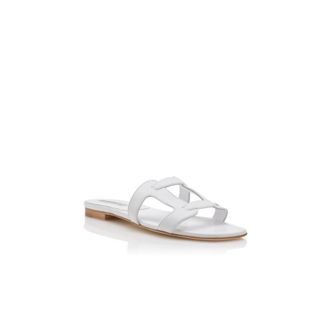 GRELLANUFLAT White Nappa Leather Flat Sandals