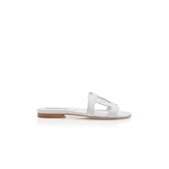 GRELLANUFLAT White Nappa Leather Flat Sandals