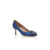 HANGISI 50 Blue Satin Jewel Buckle Pumps