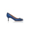 HANGISI 50 Blue Satin Jewel Buckle Pumps