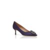 HANGISI 50 Dark Blue Satin Jewel Buckle Pumps