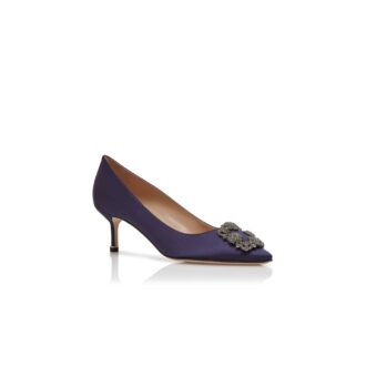 HANGISI 50 Dark Blue Satin Jewel Buckle Pumps