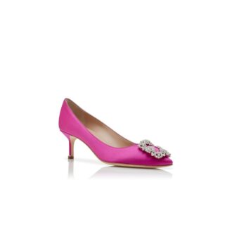 HANGISI 50 Fuchsia Satin Jewel Buckle Pumps